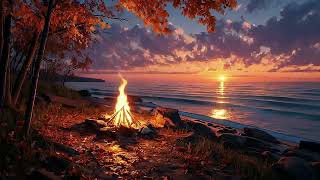 Warm Bonfire Reflections 🔥 Lake Ambience & Soft Night Air for Peaceful Sleep