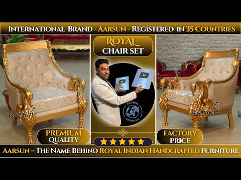 YT926 Artisanal Opulence, Handcrafted Gold Gild Chair Solid Teakwood Modern Furniture Video