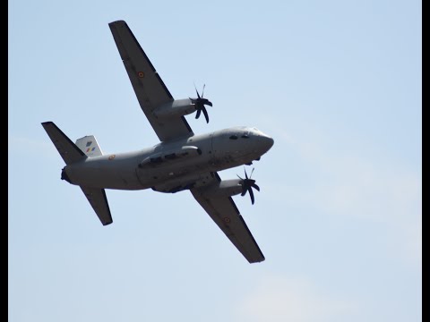 C-27 J "Spartan" in zbor. Exercitiu de aterizare/decolare pe un alt aerodrom pe traiectul de zbor.