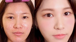 여드름 자국 요철피부 도자기피부로 만들기  + 답답한 눈 아이메이크업 ㅣ 쉬운 5분 눈화장
