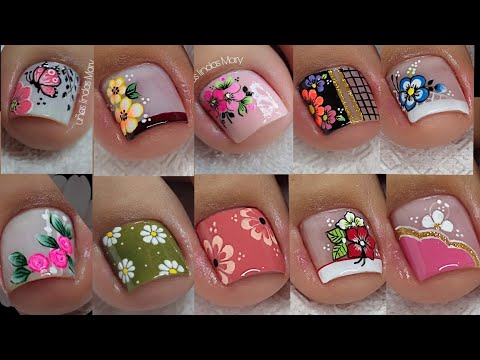 DISEÑOS DE UÑAS PARA PIES | PINTADOS DE UÑA con flores hermosos 💅😻🦶🏼