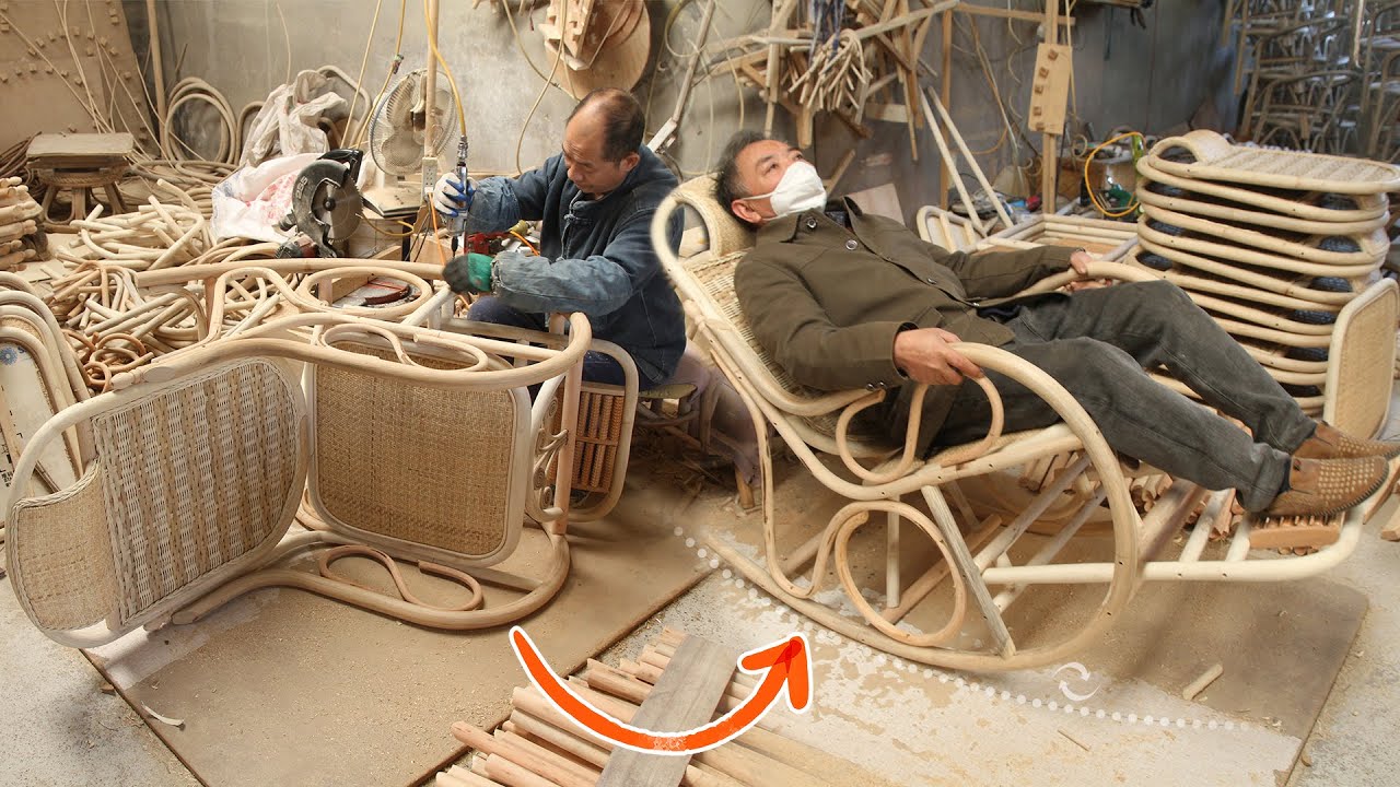 Swing Rattan weaving chair production process ! Chinese traditional skills factory!