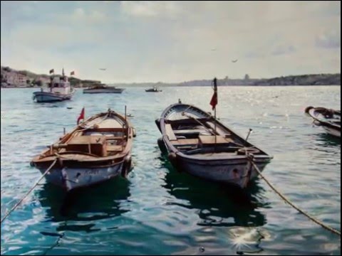 Hyperrealist painter Mustafa Sekban; Boats waiting to be the owner.