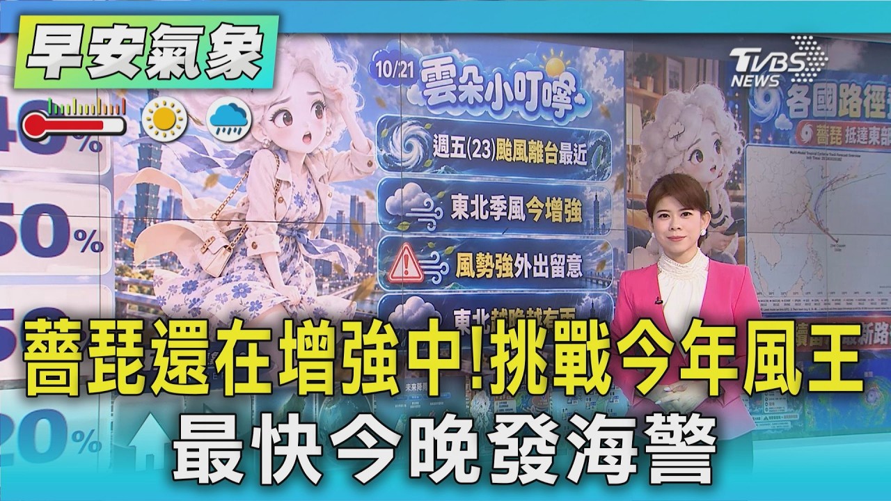 天氣/ 薔琵還在增強中!挑戰今年風王 最快今晚發海警|氣象主播 謝宜倫|早安氣象|TVBS新聞 20261021 @TVBSNEWS01 │ TVBS新聞網