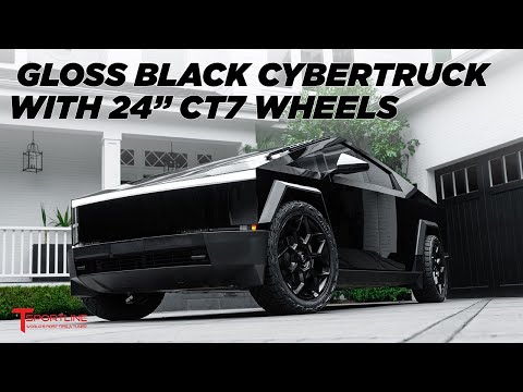 💯 Blackout Cybertruck 🖤 Supergloss Black DIY Wrap Kit & 24" Satin CT7 Forged T Sportline Wheels