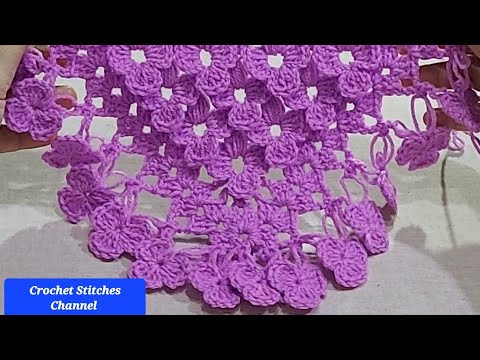 Crochet shawl with easy flower stitch ( EasyTutorial )
