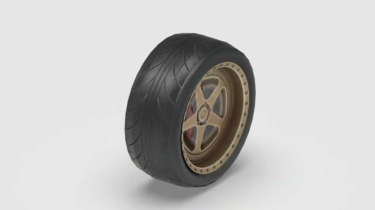 高性能自動車ホイール アセンブリ ローポリ PBR 4K 3Dモデル