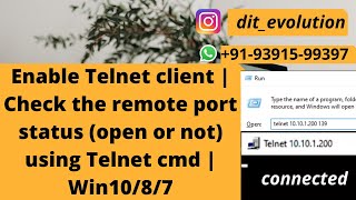 Enable Telnet client | Check the remote port status (open or not) using Telnet cmd | Win10/8/7