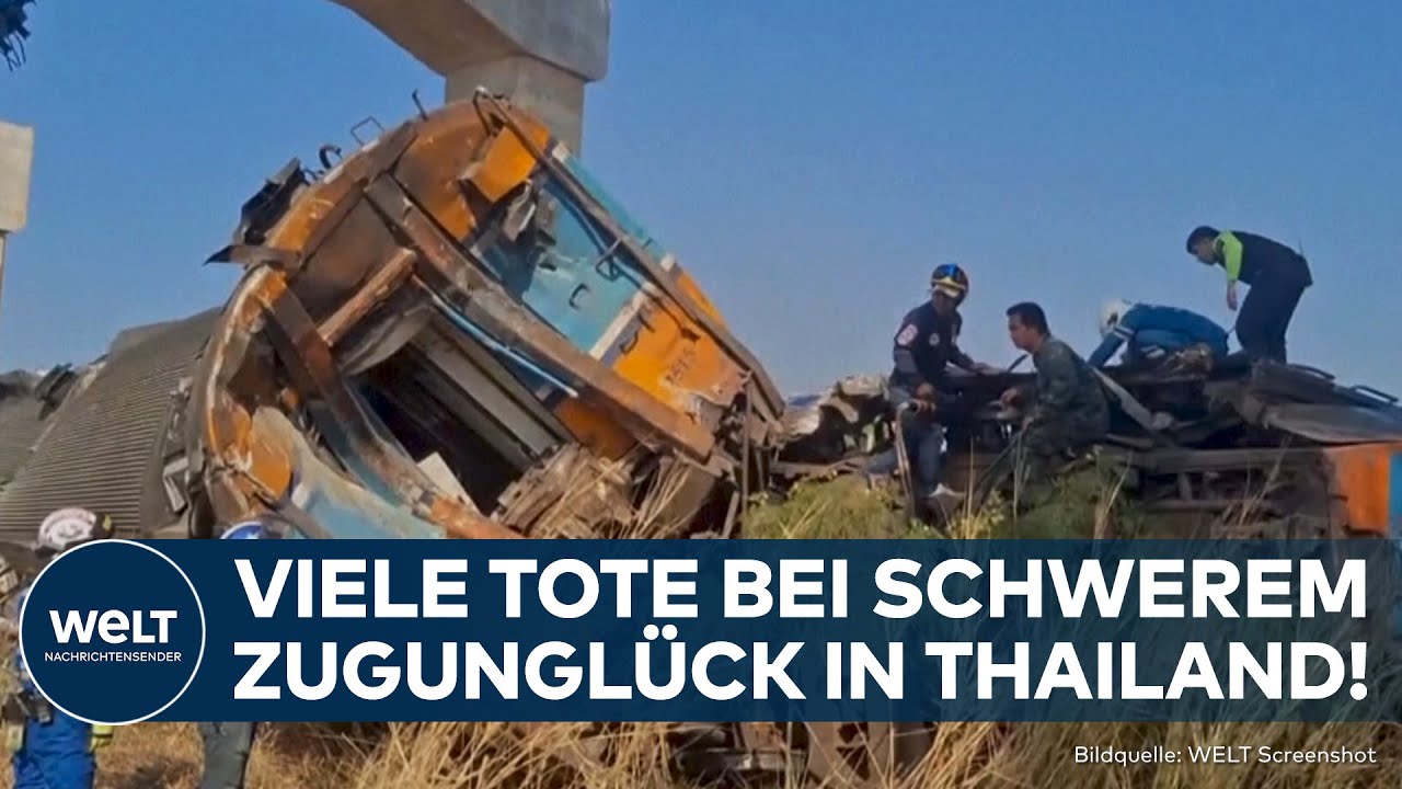 ZUGUNGLÜCK IN THAILAND: Baukran stürzt von Brücke auf fahrenden Passagierzug – viele Tote!