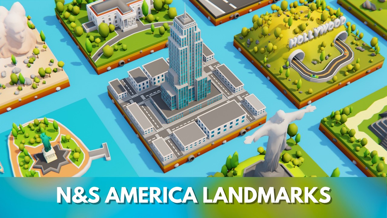 Lowpoly North South America Landmarks Pack 10 Game Ready Models 3D Model