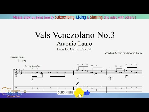 Vals Venezolano No.3 (Natalia) - for Guitar Tutorial with TABs