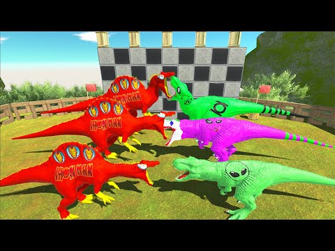 3X IRON MAN DINOSAURS SPEED RACE CHAMPIONSHIP MOUNTAIN LABYRINTH - Animal Revolt Battle Simulator