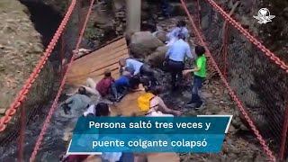 Puente colgante colapsó por “imprudencia de quien empezó a saltar”: alcalde de Cuernavaca