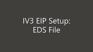 IV3 Vision Sensor Support | Ethernet IP Setup | EDS file