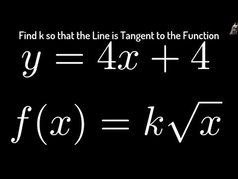 Find k such that y = 4x + 4 is tangent to f(x) = k*sqrt(x)