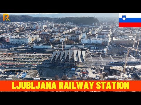 4K Ljubljana Railway Station and Project Emonika Progress (December 2025) Aerial View - Slovenia