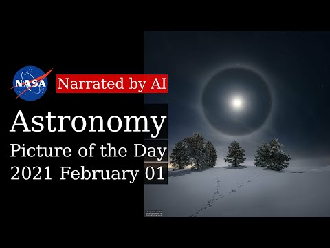 APOD: 2021-02-01 - Lunar Halo over Snowy Trees (Narrated by Emma)