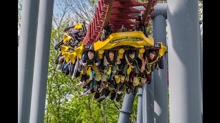 preview picture of video 'Firehawk flying coaster at Kings Island'