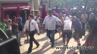 Hilary duff walks around at the grove