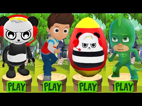 Tag with Ryan - Pj Masks Gekko  vs Paw Patrol Ryder vs Combo Panda vs Mystery Egg Run Gameplay