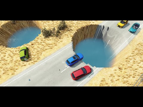 Cars vs Huge Water Potholes 😱#1- BeamNG Drive