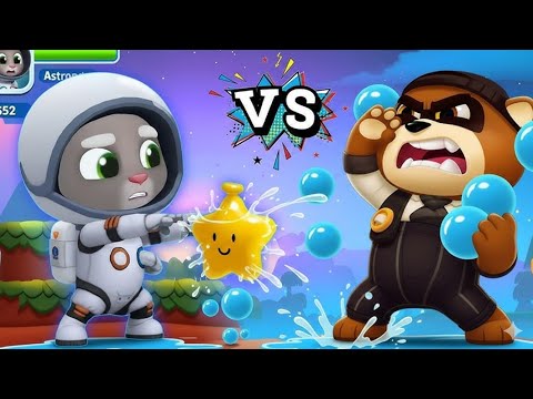 Talking Tom Splash Force Astronaut Tom vs Roy Raccoon Gameplay Android iOS