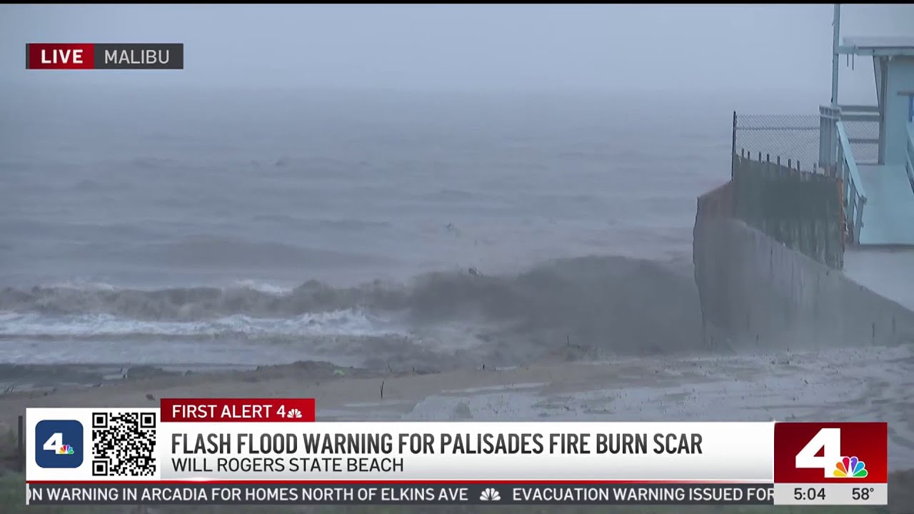 Flash flood warning amid rainstorms near Palisades Fire burn scars