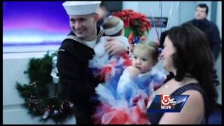 Sailor meets baby daughter for first time