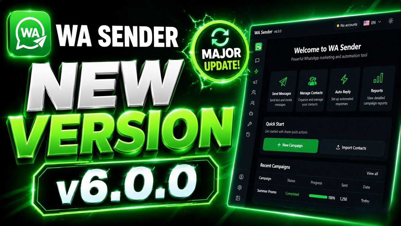 Lakaran kecil ulasan video sistem penuh WA Sender
