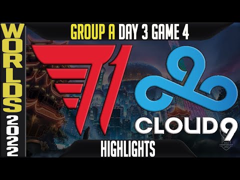 T1 vs C9 Highlights | WORLDS 2022 Day 3 Group A Game 4 | T1 vs Cloud9