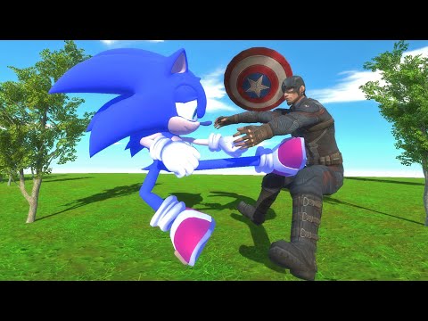 SONIC vs CAPTAIN AMERICA DEATH RUN - Animal Revolt Battle Simulator