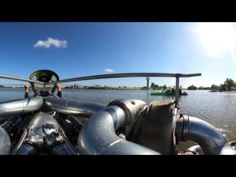 Onboard the Wild Thing twin turbo drag boat at 179 mph