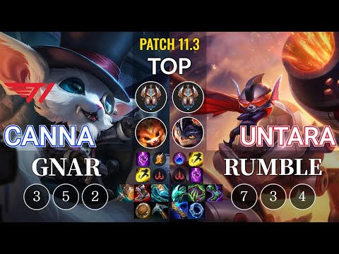 T1 Canna Gnar vs Untara Rumble Top - KR Patch 11.3