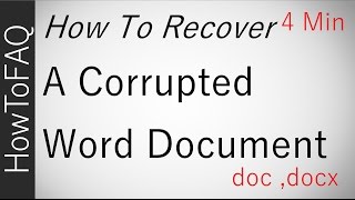 How to Recover a Corrupted Word File Document Repair Fix Extract Text .doc .docx