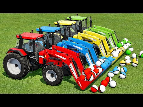 LOAD & TRANSPORT POKEBALLS WITH CASE & FENDT TRACTORS - Farming Simulator 22