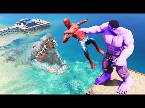 GTA 5 Spiderman vs Violet Hulk Water Ragdolls Jumps/Fails (Euphoria Physics Funny Moments)