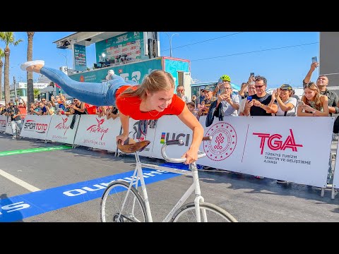 Incredible Bike Girl Street Performance! Must watch! Artistic Bike at Tour of Turkiye