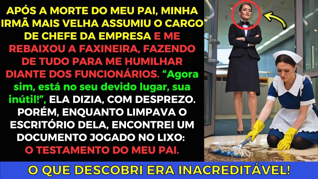 Meu Pai Morreu Misteriosamente, e Minha Irmã Assumiu o Cargo de Chefe e Me Rebaixou a Faxineira!