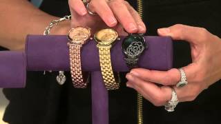 Rose Encrusted Diamond Watch, Stainless Steel 1/2 cttw by Affinity with Nancy Hornback