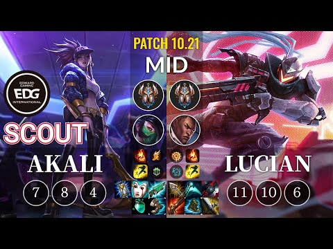 EDG Scout Akali vs Lucian Mid - KR Patch 10.21