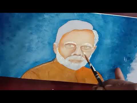How to make portrait painting with watercolor/Indian prime minister Narendra Modi ji @Artin#portrait