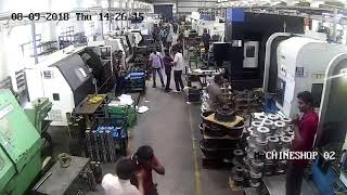 live CNC machine accident #cctv catch footage