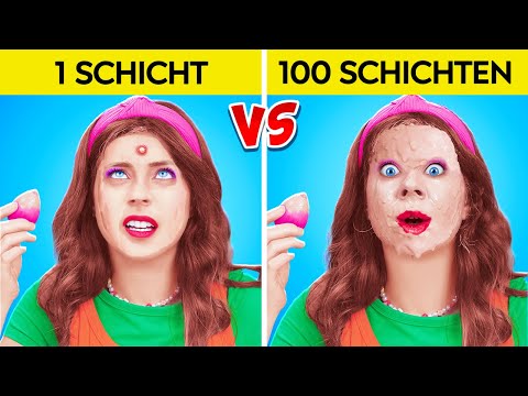 100 Schichten Make-up 💅 Unglaublich schwer mit Beauty-Zeug von 123 GO! CHALLENGE