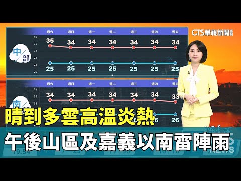 晴到多雲高溫炎熱　午後山區及嘉義以南雷陣雨