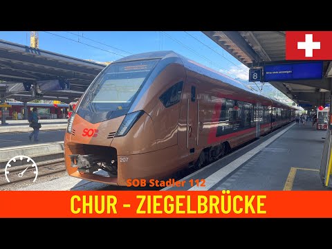 Cab ride Chur - Ziegelbrücke / train drivers view in Switzerland in 4K (August 2022)
