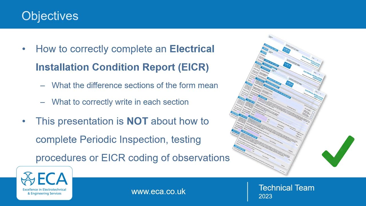 Completing Certification | Electrical Installation Condition Report