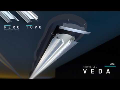 Відео огляд Алюмінієвий профіль тип VEDA для LED стрічок, з розсіювачем LUMINES. (Ціна за 1 м.п.)