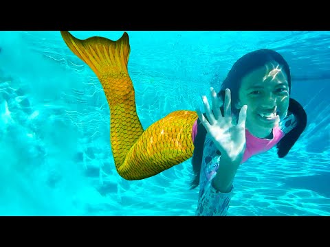 Wendy and Alex Pretend Play as Mermaids | Mermaid in the Pool Magic Transformation