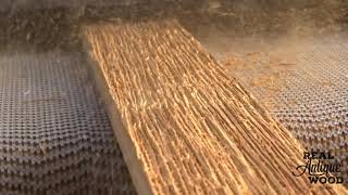 Real Antique Wood Using Drum Sander with Steel Wire Brush on Douglas Fir Creating Grain Texture