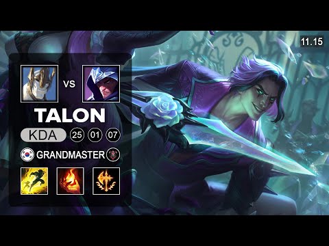 Talon Mid vs Galio - KR Grandmaster Patch 11.15